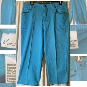 Kim Rogers Essentials Blue Teal Capri Jeans Womens 10P Belt Loops Pockets